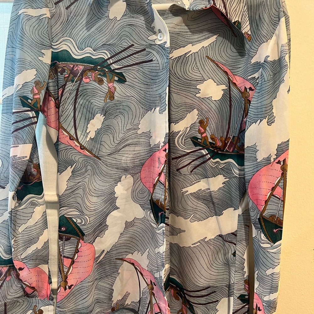 Amazing mesh see thru button up with insane print - Picture 5 of 5